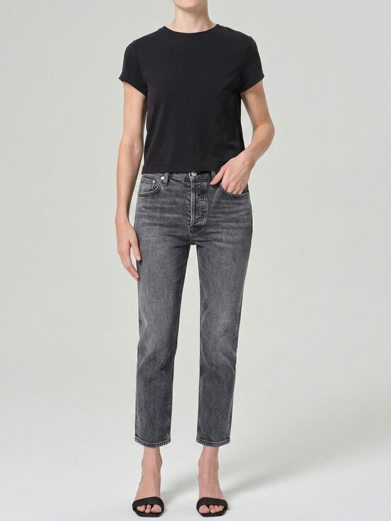 Agolde Denim - AGOLDE Riley High-rise Straight-leg Jeans Black Size 25